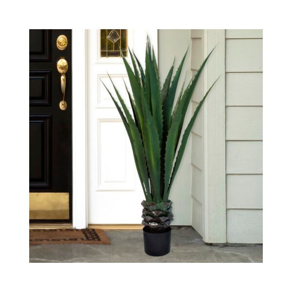 Nature Spring Artificial Spiked Agave Plant, 52-Inch Tall Potted Floor Decoration For Home / Office